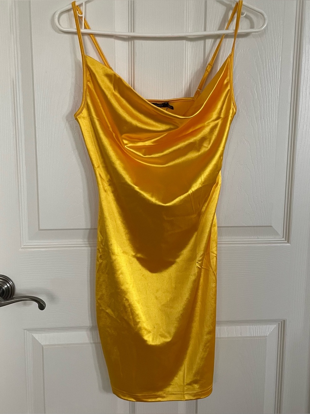 NWT Satin Spaghetti Strap Cowl Neck Bodycon Dress size 4